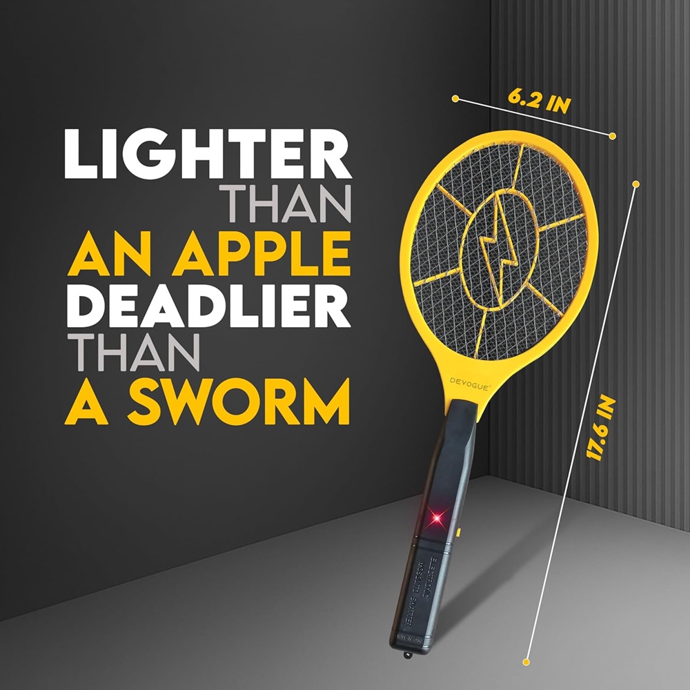 DEVOGUE® Pack of 2 Electric Fly Swatter Bug Zapper Battery Operated Flies Killer Indoor & Outdoor Pest Control Mosquito Zapper and Insect Catcher Racket (Packing May Vary)