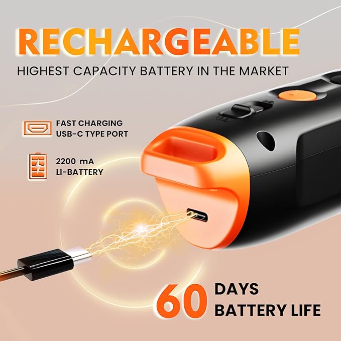 DEVOGUE® Dog Bark Deterrent Devices – Rechargeable Anti Barking Device for Dogs – 10 to 12 Meter Long Range Ultrasonic Dog Bark Deterrent - Correct Your Dog's Bad Behavior Instantly with A Button